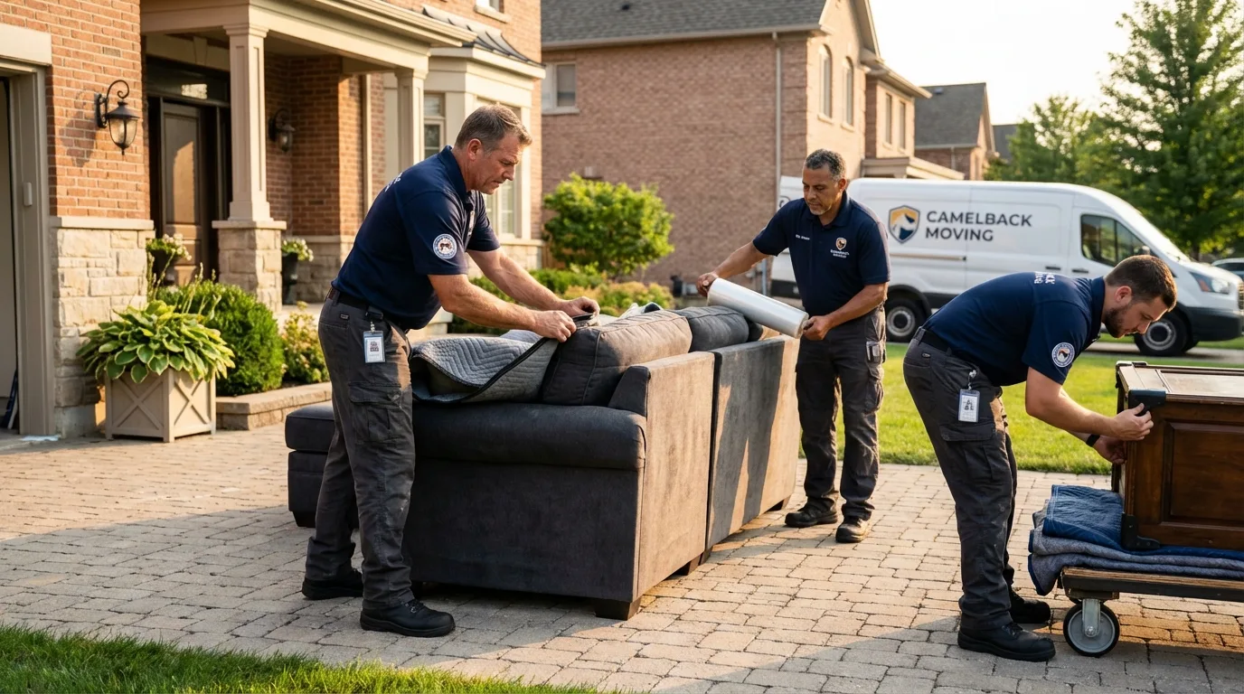 Large estate moving crew wrapping furniture in Blanco, TX